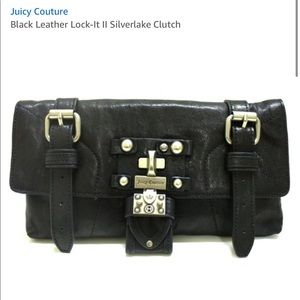 Juicy Couture black leather metal clutch